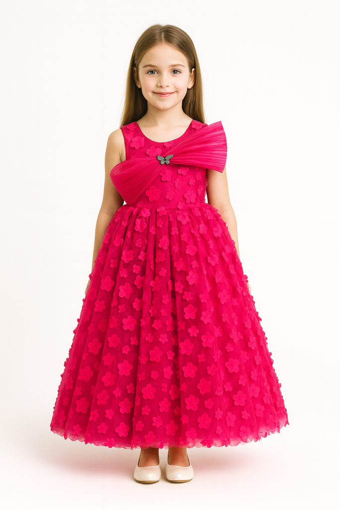 Fuchsia Blossom Bow Flower Gown