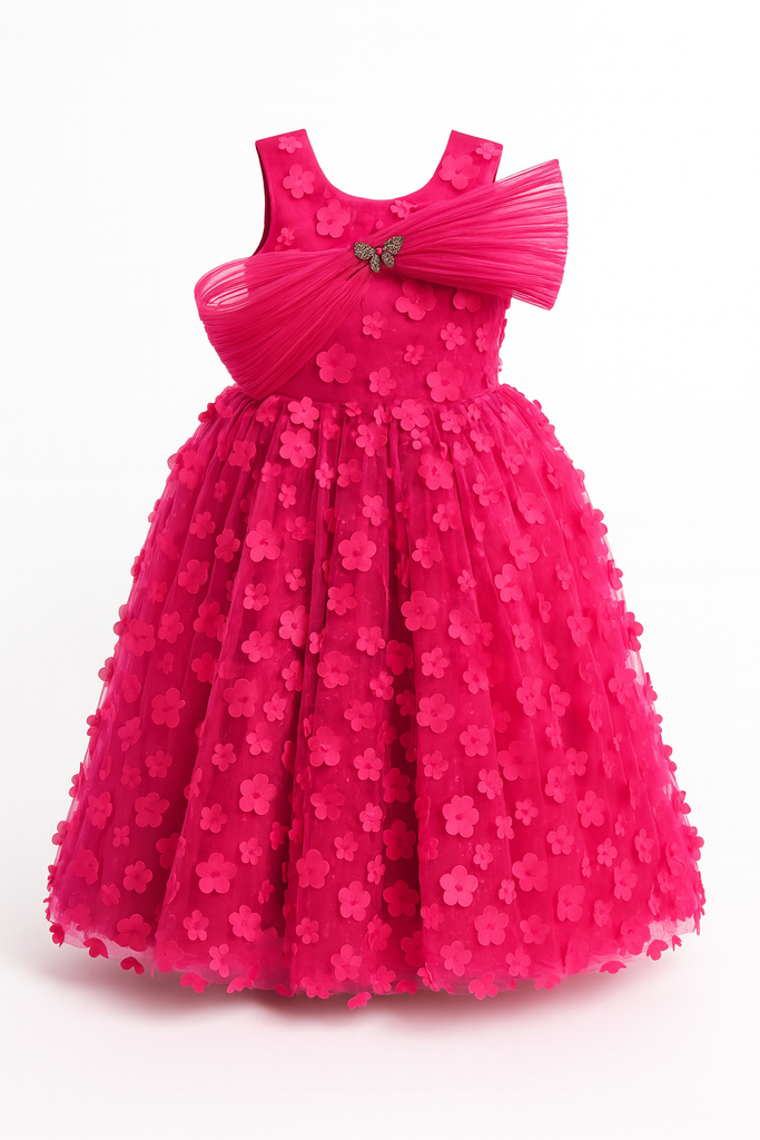 Fuchsia Blossom Bow Flower Gown