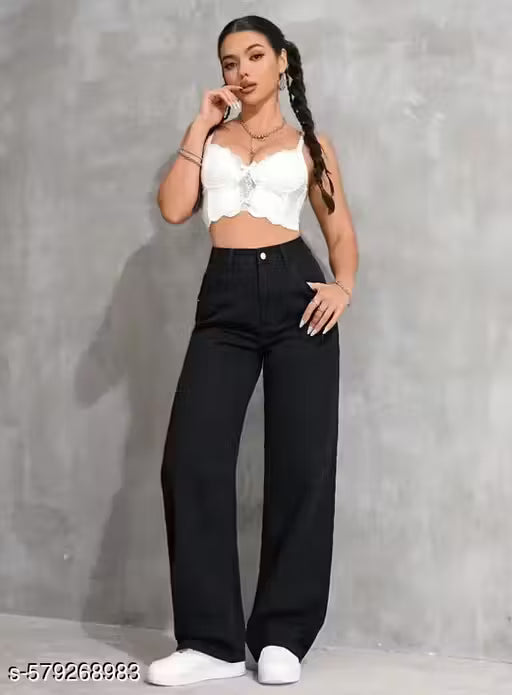 Women Straight Fit High Rise Black Jeans