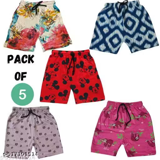 Boys Cotton Printed Shorts - (Pack of 5)
