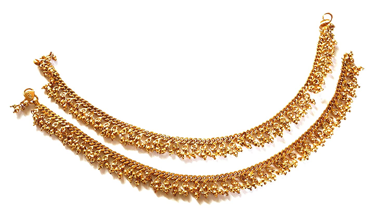 Deccani Handicrafts Metal Alloy Siri Muvva Pattern Anklets for Women